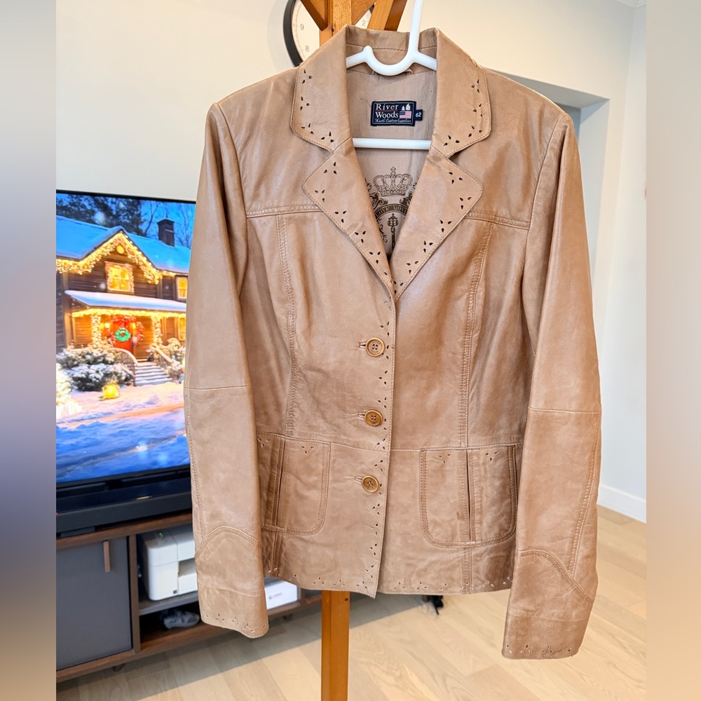 Women's Tan Leather Blazer